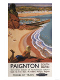 Paignton, England - British Railways Girl Looking over a Cliff Poster Poster