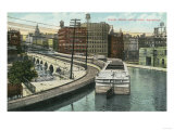 Rochester, New York - View of Canal Boats going over the Aqueduct Prints