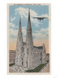 New York, NY - St. Patricks Cathedral and Airplane Posters