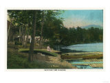 Maine - View of a Woman on a Canoe by the Shore Prints