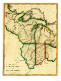 Midwest in the United States Map, Giclee Print
