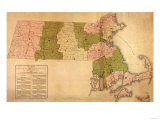 Massachusetts - Panoramic Map Póster
