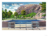 Manchester, New Hampshire - Municipal Pool View of Rock Rimmon Poster