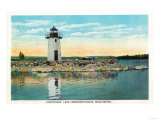 Manchester, Maine - View of Lake Cobbosseecontee and the Lighthouse Print