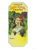 Penn Yan, New York - Variety Choice Lake Keuka Grapes Label Poster