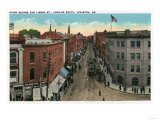 Lewiston, Maine - Southern View of Union Square and Lisbon Street Poster