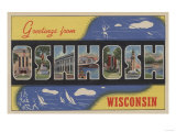 Oshkosh, Wisconsin - Large Letter Scenes Print