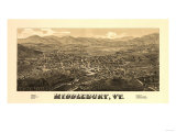 Middlebury, Vermont - Panoramic Map Print