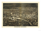 Minneapolis, Minnesota - Panoramic Map Poster