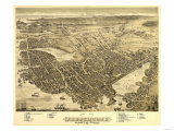 Portsmouth, New Hampshire - Panoramic Map Posters