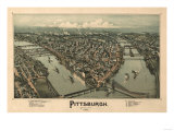 Pittsburgh, Pennsylvania - Panoramic Map Prints