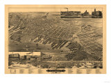 Muskegon, Michigan - Panoramic Map Poster