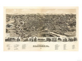 Roanoke, Virginia - Panoramic Map Poster