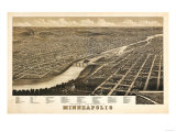 Minneapolis, Minnesota - Panoramic Map Posters