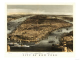 New York City, New York - Panoramic Map Posters