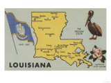 Louisiana - Detailed Map of State Print