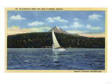 Lake O' The Woods, Oregon - Mt. McLaughlin & Sailboat View Poster