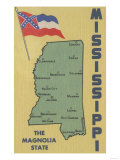 Mississippi - Detailed Map of State Poster