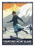 Chamonix Mont-Blanc, France - Ice Skating Affiches