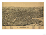 Plattsburgh, New York - Panoramic Map Posters