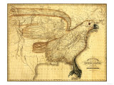 Eagle Superimposed on the United States - Panoramic Map Poster
