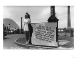 Seaside, Oregon - Lady Standing at End of the Lewis-Clark OR Trail Print