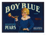 Boy Blue Pear Crate Label - Wenatchee, WA Poster