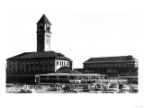 Spokane, Washington - Exterior View of Great Northern and Union Depots Print