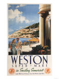 Weston-super-Mare, England - Couple Overlooking Coast Railway Poster Prints