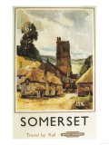 Somerset, England - Historic Village Scene British Railway Poster Posters
