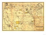 Indian Reservations West of the Mississippi - Panoramic Map Print