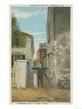 St. Augustine, FL - View of Treasury Street & Man Print