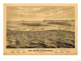 San Diego, California - Panoramic Map Prints
