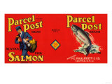 Parcel Post Brand Salmon Label - Seattle, WA Prints