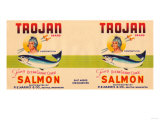 Trojan Brand Salmon Label - Seattle, WA Poster