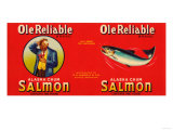 Ole Reliable Brand Salmon Label - Seattle, WA Prints