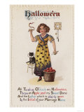Halloween Greeting - Girl in Black Cat Dress with Black Cat Photo Halloween Greeting - Girl in Black Cat Dress with Black Cat Photo