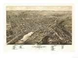 Waukesha, Wisconsin - Panoramic Map Poster