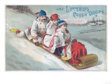 Family Tobogganing and Using Lutted Cough Drops - Buffalo, NY Posters