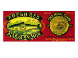 Gold Medal Salmon Can Label - Kodiak Island, AK Posters