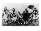 Four Eskimo Natives and Reindeer Photograph - Alaska Prints