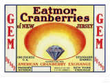 Gem Eatmor Cranberries Brand Label Posters