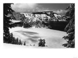 Crater Lake, Oregon View frozen over Wizard Island Photograph - Crater Lake, OR Posters
