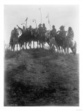 Eight Crow Indians on horseback, Montana Curtis Photograph Posters