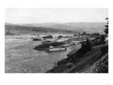 Columbia Gorge View of Cascade Locks Photograph - Columbia Gorge, OR Posters