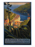 La Riviera Italienne: From Rapallo to Portofino Travel Poster - Portofino, Italy - Poster La Riviera Italienne: From Rapallo to Portofino Travel Poster - Portofino, Italy - Poster