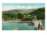 View of a Family on Lake Dock - Inverness, CA Affiche