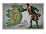 St. Patrick's Day Greeting - Irishman Offering Shamrocks to Ireland Affiche