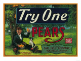 Try One Pear Crate Label Posters