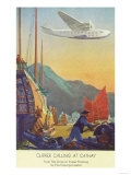 Pan-American Clipper Flying Over China - Hong Kong, China Poster